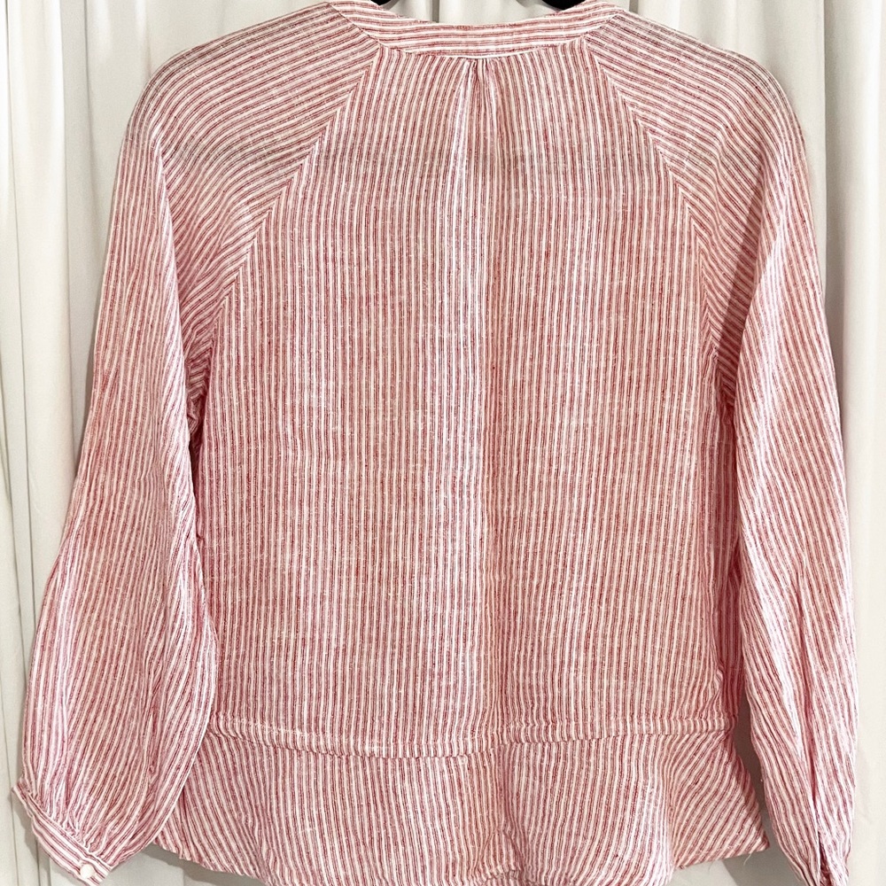 Rails Stripped Red Linen Button Shirt Size Xs Pea… - image 2